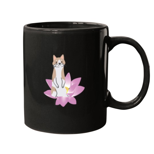 Discover Cat In Lotus Tattoo Mugs
