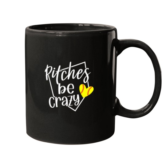 Discover Softball Player Pitches Be crazys Funny Softball Pitcher Mugs