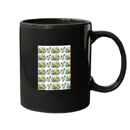 Discover Yellow floral watercolor vector, white background Graphic Mugs