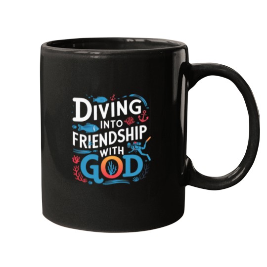Discover divings Into Friendship God Underwater SCUBAs VBS 2024 Beach Mugs