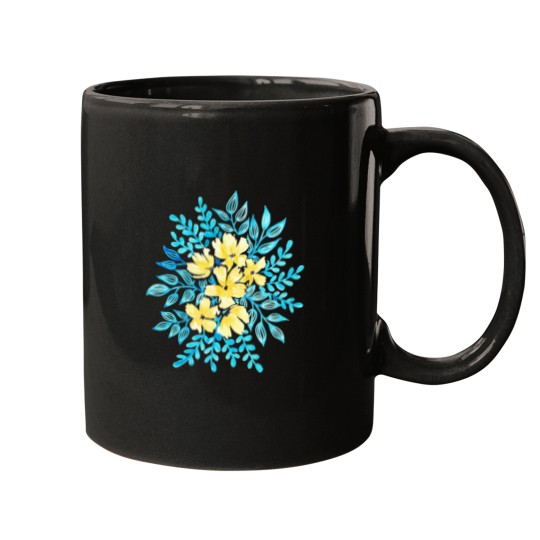 Discover Yellow Blue Wildflower Bunch Classic Mugs