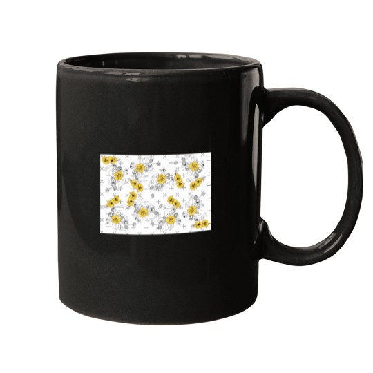 Discover minimalistic yellow floral pattern Classic Mugs