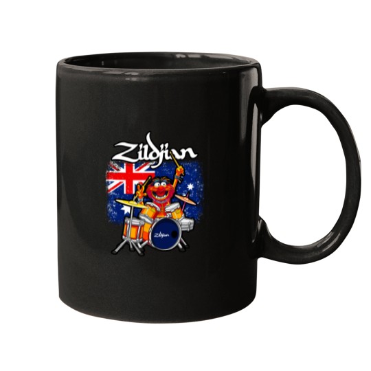 Discover AUSTRALIAN ANIMAL DRUMMER CYMBALS | BAND AND MUSICIAN T-SHIRT Mugs