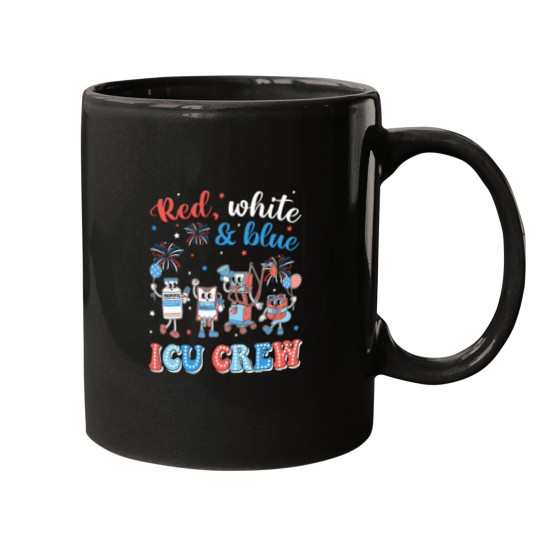 Discover Icu Nurse 4th July Independence Day Red White Blue Icu Crew Mugs