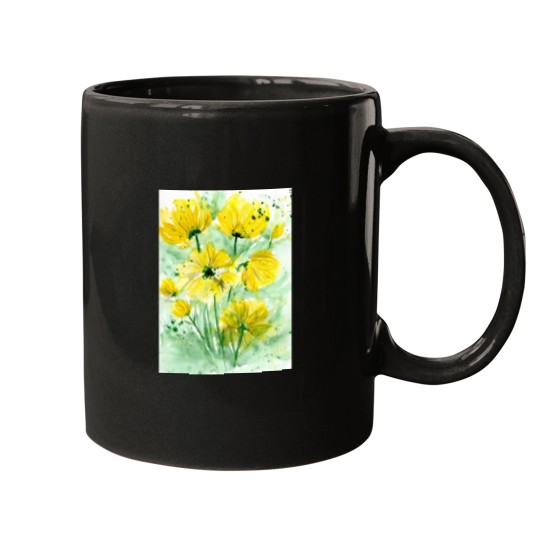 Discover Colorful watercolor peony flowers and leaves Long Mugs