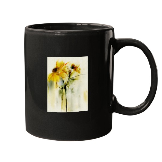 Discover Yellow floral. Graphic Mugs