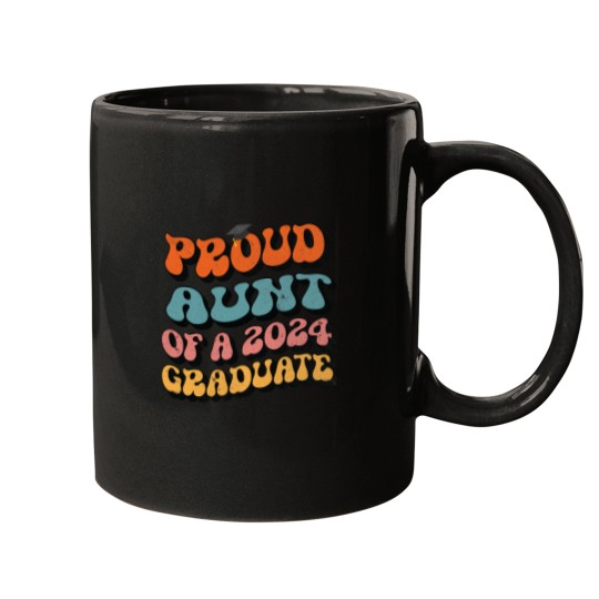 Discover Proud Aunt of a 2024 Graduate Groovy Senior Graduation 24 Mugs