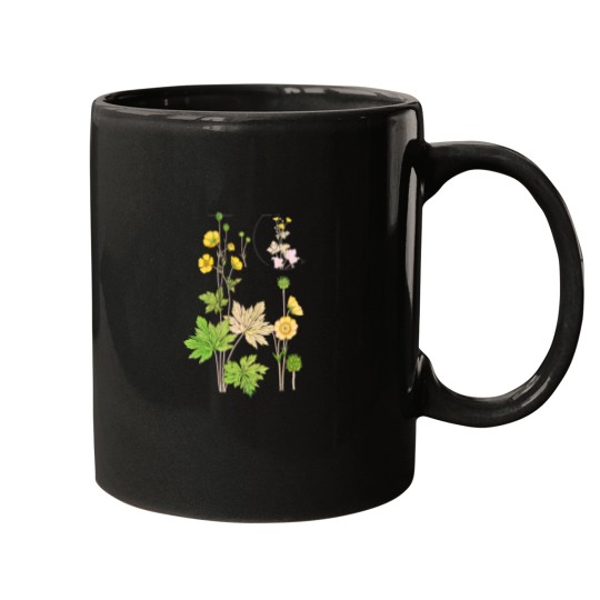 Discover Vintages Yellow Flowers and Leaves Classic Mugs