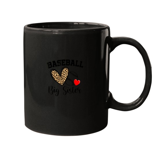 Discover Women Leopard Heart Baseball Big Sister Cute Mot Mugs