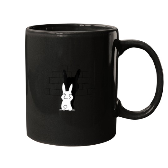 Discover Rabbit Hand Shadow Art Shirt Funny Rock and Roll Bunny Mugs