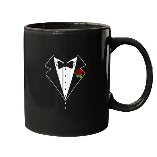 Discover Funny Tuxedo shirt Wedding Shirt fakes Tux Bachelor Prom Mugs
