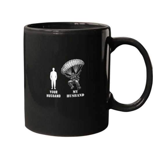 Discover Your Husband vs My Husband Airborne Paratrooper Mugs