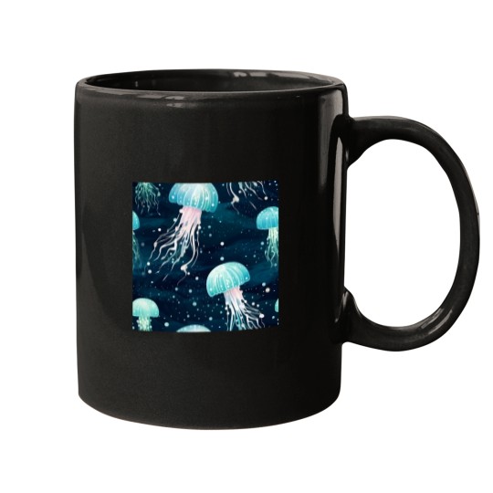 Discover Watercolor Jellyfish Seamless Patterns Mugs