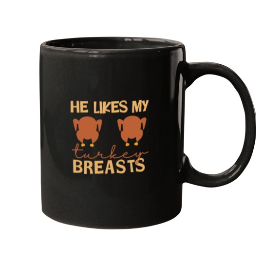 Discover He Likes My Turkey Breasts Couple Matching Thanksgiving Mugs