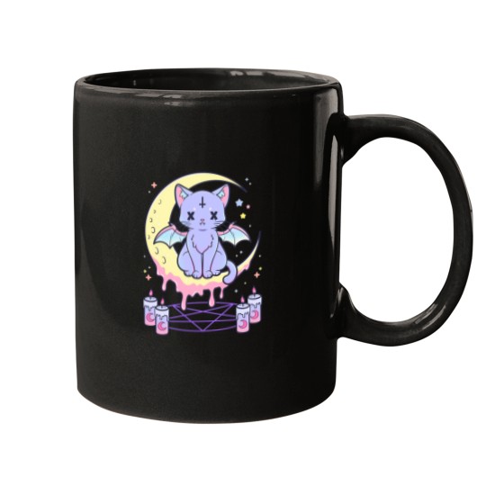 Discover Kawaii Pastel Goth Cute Creepy Occult Cat Mugs