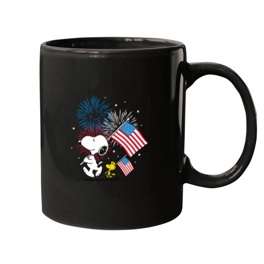 Discover Peanutsss Snoopy Woodstock American Flags Fireworks Mugs