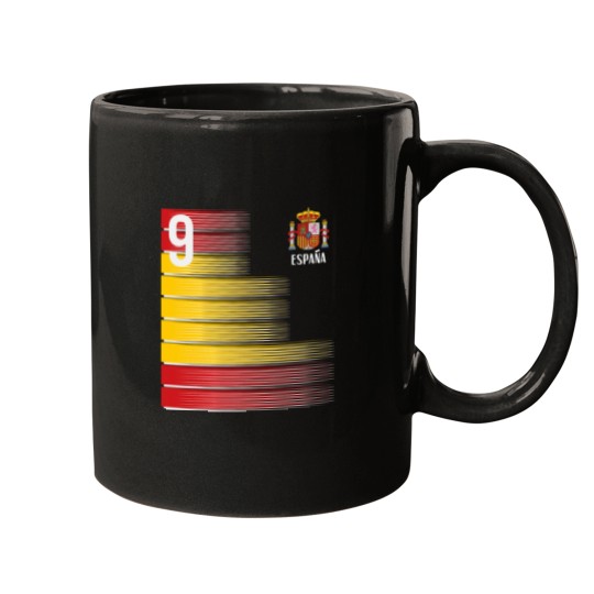 Discover Spain Number 9 Espana Spanish Soccer Fan Men Women Kids Boys Mugs