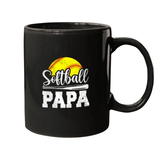 Discover Softball Papa Softball Player Game Day Fathers Day Gift Mugs