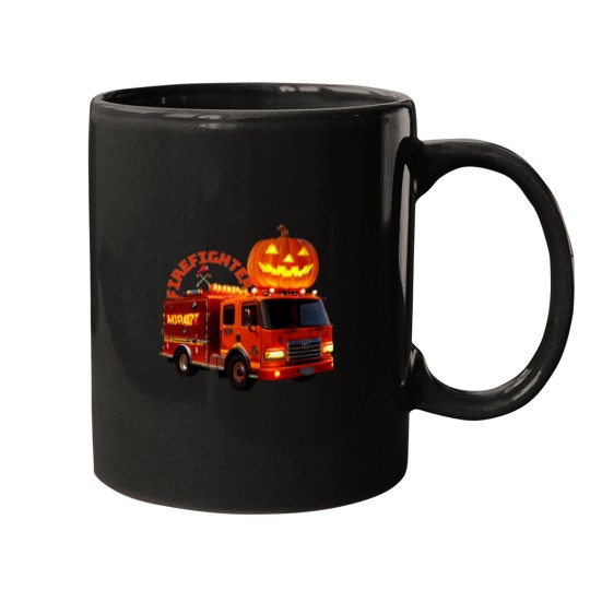 Discover Firefighter on halloween night Mugs