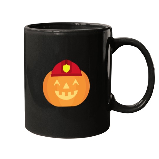 Discover Spooky Carved Pumpkin Firefighter, Halloween Hallows Eve Celebration Mugs