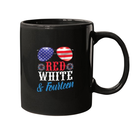 Discover Fireworks US Glasses Red White amp Fourteen Years Old Birthday Mugs