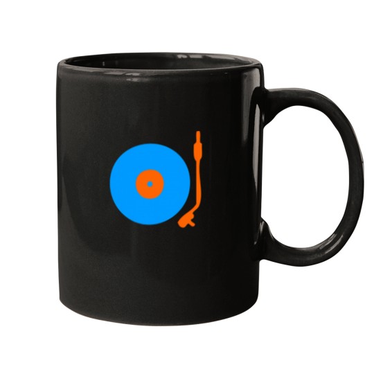 Discover Blue Orange Vinyl Record Turntable 2 Mugs