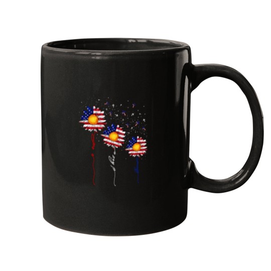 Discover christian cross red white blessed sunflower 4th of july Mugs