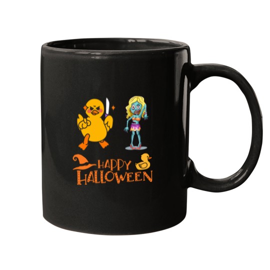 Discover Killer Rubber Duck fighting Zombie Girl Mugs
