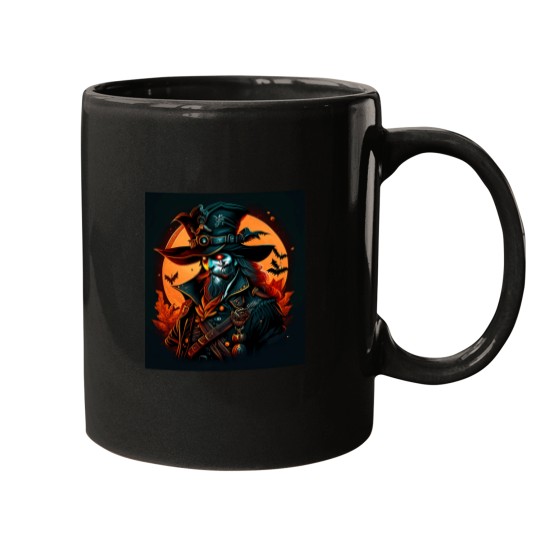Discover Spooky Pirate Comic Cartoon for Halloween Mugs