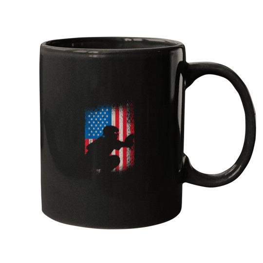 Discover American flag baseball catcher design USA flag b Mugs