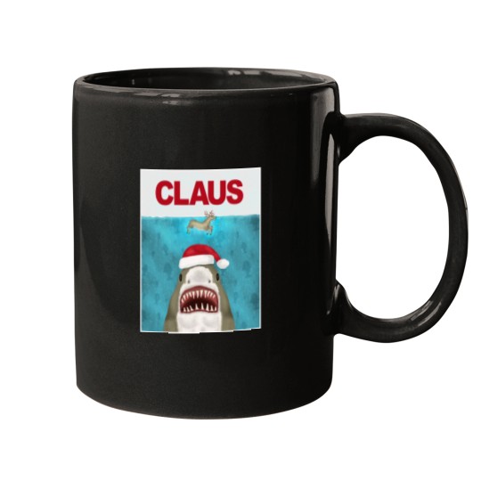 Discover Funny Christmas Santa Claus Shark Reindeer Humor Mugs