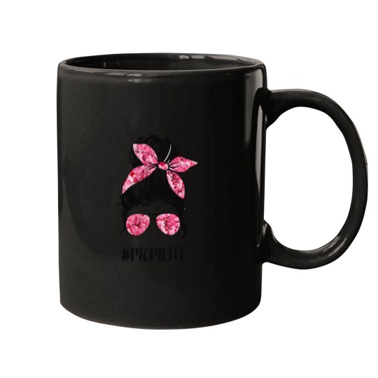 Discover Flower Mom Life Messy Bun Hair Sunglasses Pink Mothers Day Mugs