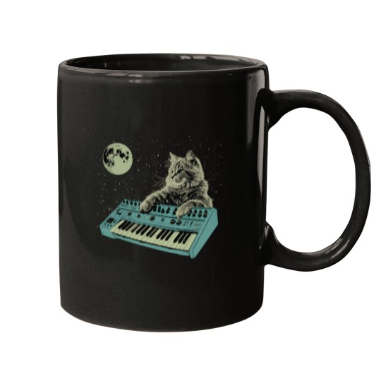 Discover Synthesizer Cat In Space Mugs