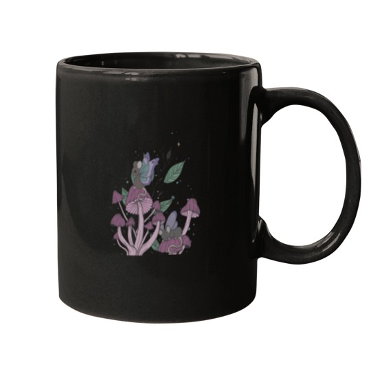 Discover Enchanted Mice With Fairy Wings On Magical Mushrooms Dark Mugs