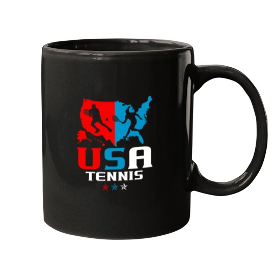 Discover USA Tennis Independence Day American Flag Racket Sports Mugs
