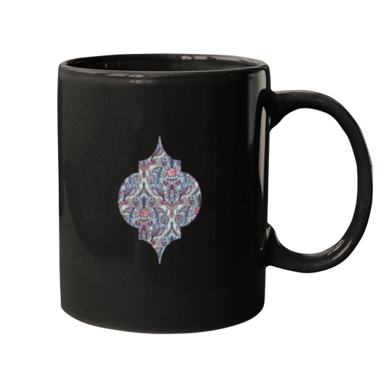 Discover Botanical Moroccan Doodle Pattern In Navy Blue Red  Grey Mugs