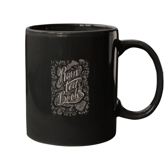 Discover Rain Tea amp Books Grey version Fitted Mugs