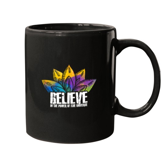 Discover Abstract Colored Floral Believe In The Power Of The Universe Mugs
