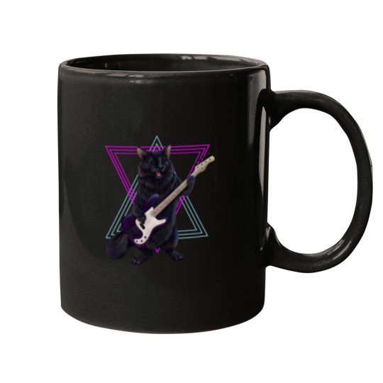 Discover Cat playing bass guitar Mugs