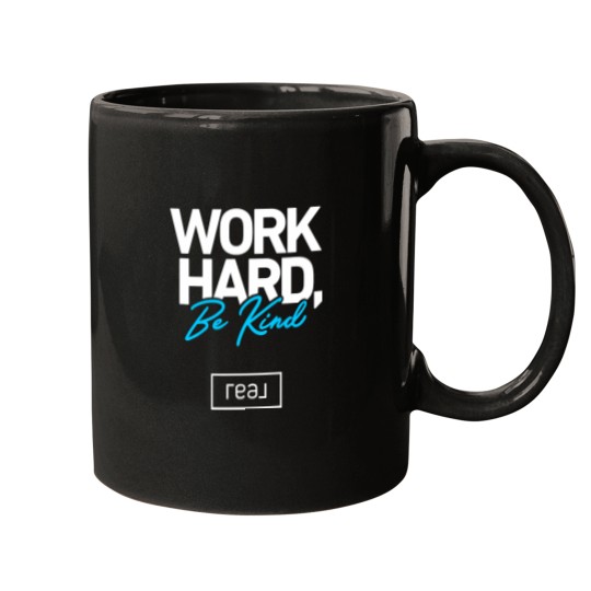 Discover Real Broker Work Hard Be Kind Core Value White and Blue Mugs