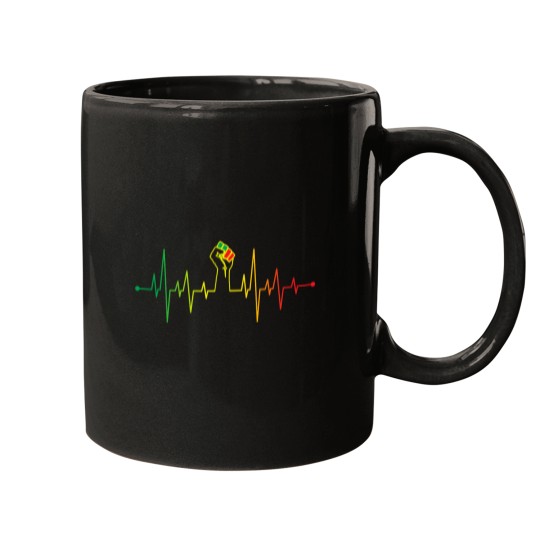 Discover Black Power Fist Heartbeat Mugs