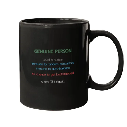 Discover Team Fortress 2 TF2 Genuine Person Item Quality Meme Funny Dark Green Text Mugs