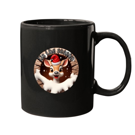 Discover 3D Christmas Deer Broken Wall Mugs