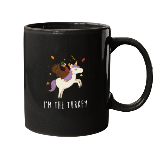 Discover I'M The Turkey Matching Thanksgiving Turkey Riding Unicorn Mugs