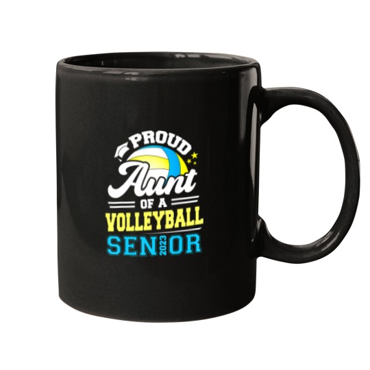 Discover proud aunt of a volleyball senior 2023 graduation Mugs