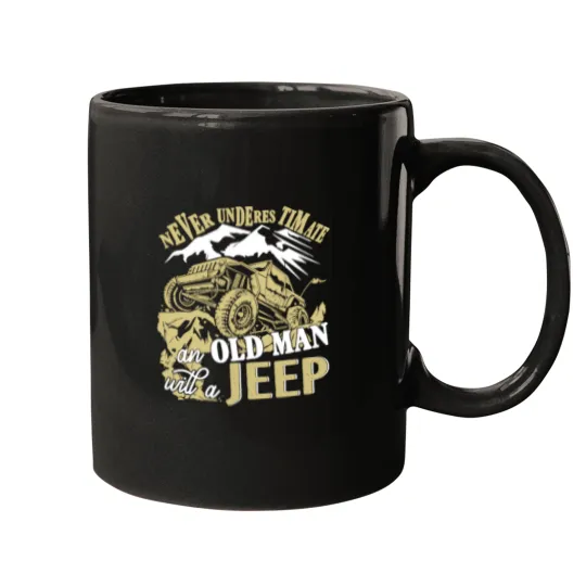 Discover Jeep Never Underestimate an old man with a jeep Mugs