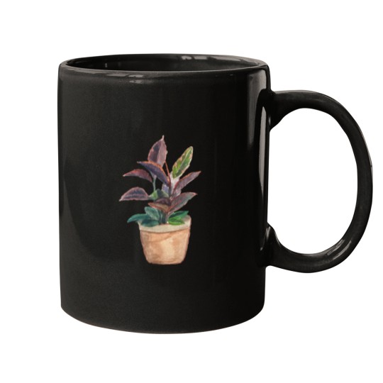 Discover Watercolor Rubber Tree Plant .png Mugs