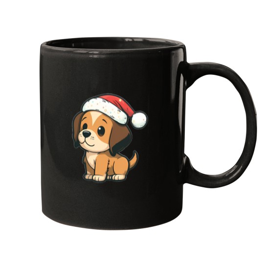 Discover Cute Puppy Wearing Santa Hat Mugs