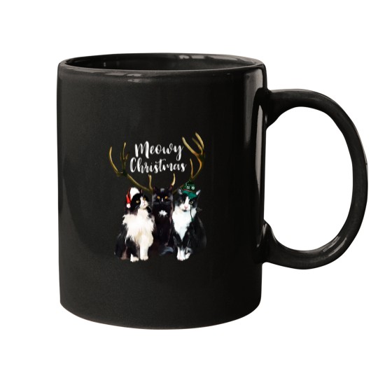 Discover Cat Christmas. Meowy Christmas. Watercolor Cats Mugs