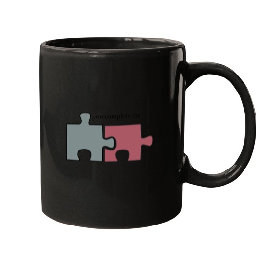 Discover You Complete Me Funny Puzzle Piece Design Mugs